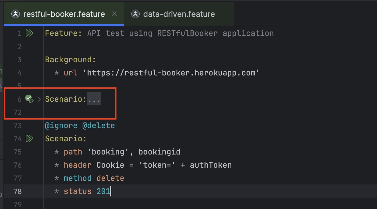 Code folding in a Karate feature file