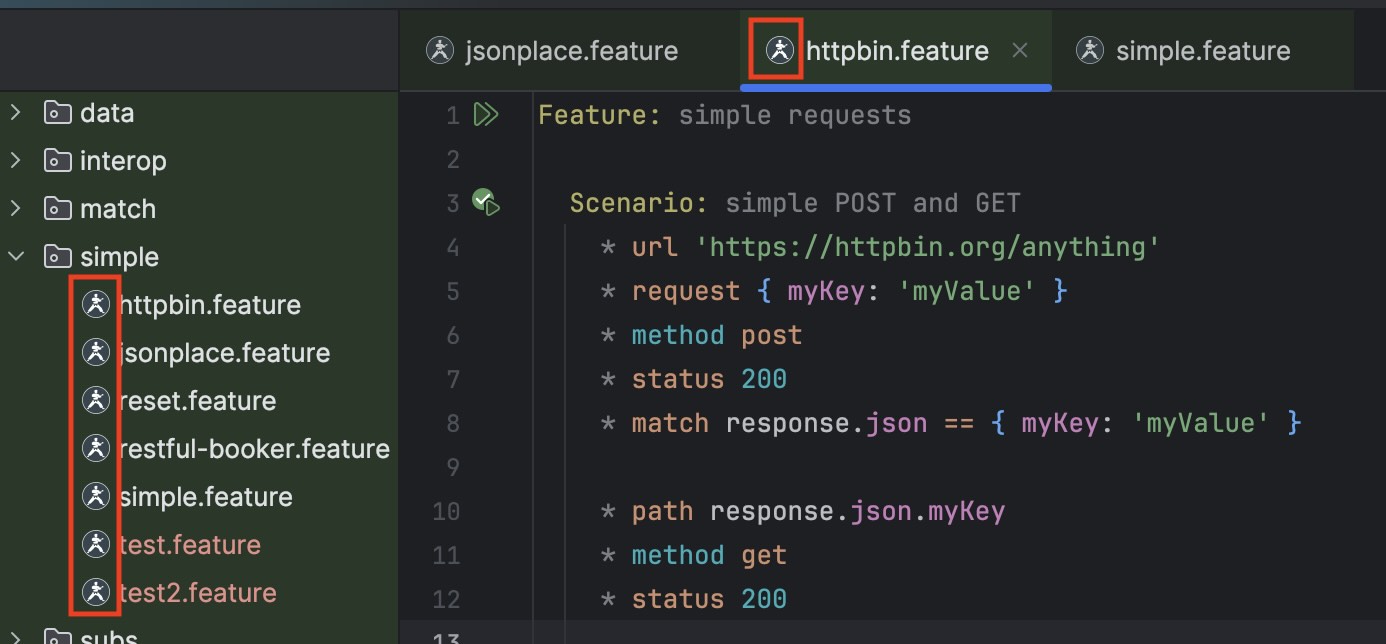 Karate file icon in the project explorer