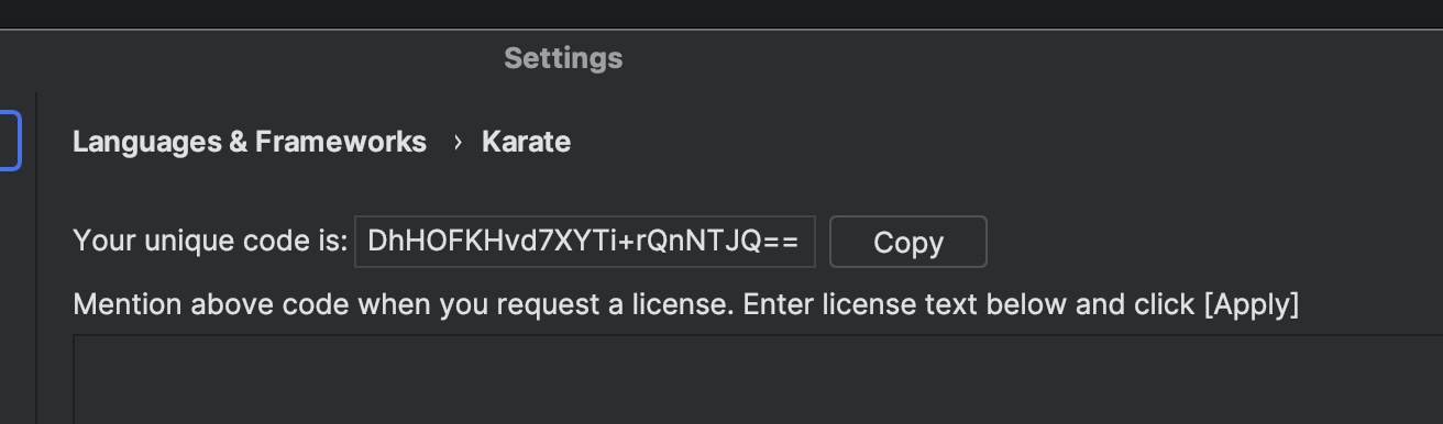 Offline license button in IntelliJ settings