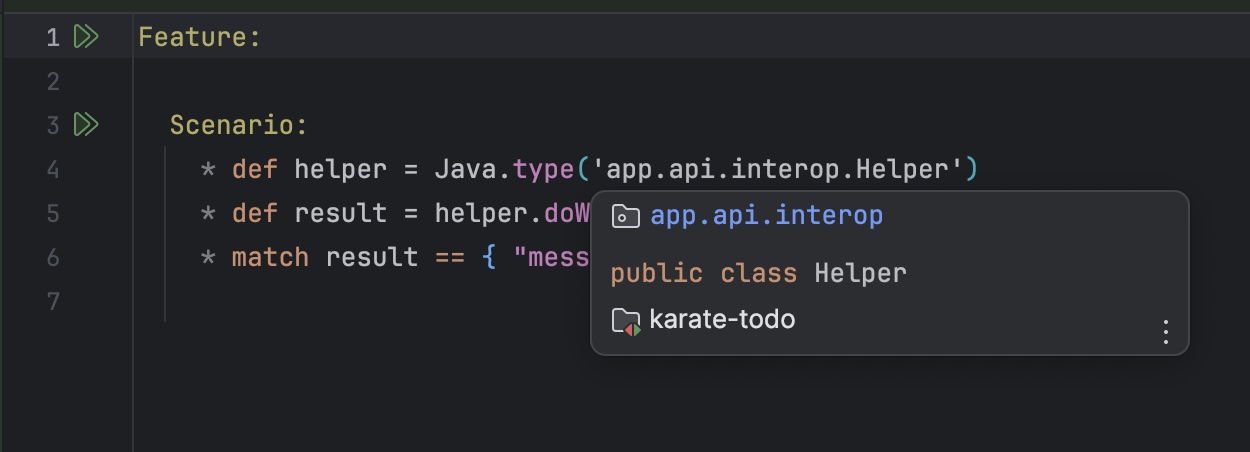 Jump to Java class reference from a Karate test