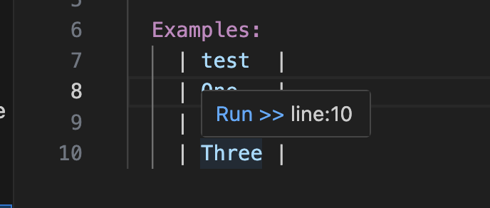 Hover-to-run on a single Examples row